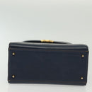 VALENTINO Hand Bag Leather Navy Gold Auth BA5531-5