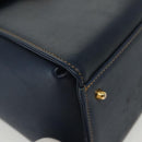 VALENTINO Hand Bag Leather Navy Gold Auth BA5531-15