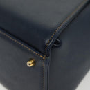 VALENTINO Hand Bag Leather Navy Gold Auth BA5531-16