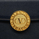 VALENTINO Hand Bag Leather Navy Gold Auth BA5531-18