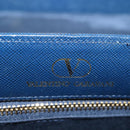 VALENTINO Hand Bag Leather Navy Gold Auth BA5531-19