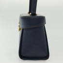 VALENTINO Hand Bag Leather Navy Gold Auth BA5531-3