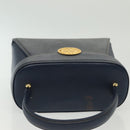 VALENTINO Hand Bag Leather Navy Gold Auth BA5531-6