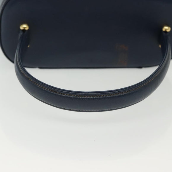 VALENTINO Hand Bag Leather Navy Gold Auth BA5531