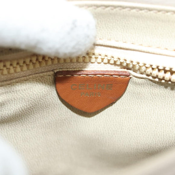 CELINE Shoulder Bag Leather Beige Gold Auth BA5533