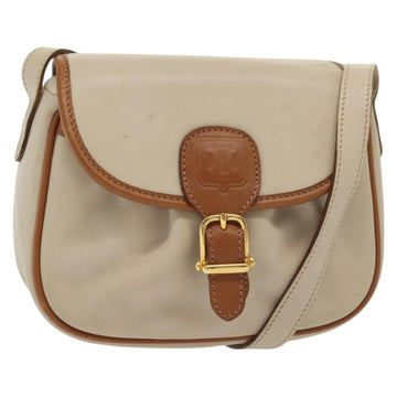 CELINE Shoulder Bag Leather Beige Gold Auth BA5533