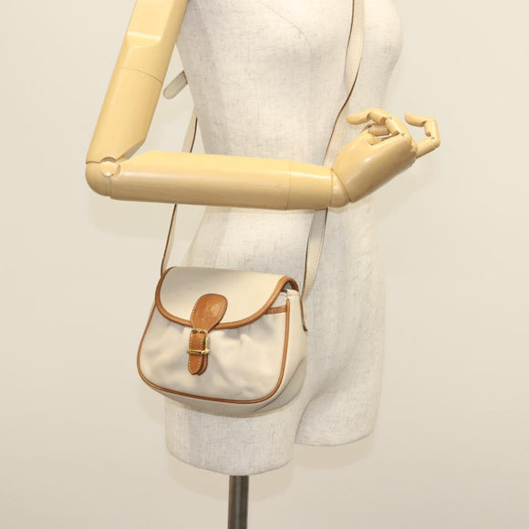 CELINE Shoulder Bag Leather Beige Gold Auth BA5533