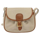 CELINE Shoulder Bag Leather Beige Gold Auth BA5533-13