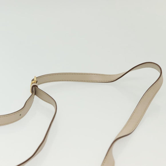 CELINE Shoulder Bag Leather Beige Gold Auth BA5533