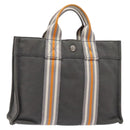 HERMES Fourre Tout PM Hand Bag Canvas Silver Gray Auth BA5534-1
