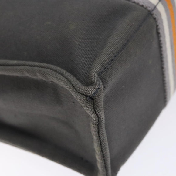 HERMES Fourre Tout PM Hand Bag Canvas Silver Gray Auth BA5534