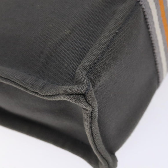 HERMES Fourre Tout PM Hand Bag Canvas Silver Gray Auth BA5534