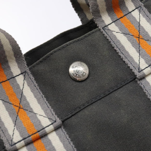 HERMES Fourre Tout PM Hand Bag Canvas Silver Gray Auth BA5534