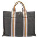 HERMES Fourre Tout PM Hand Bag Canvas Silver Gray Auth BA5534-13