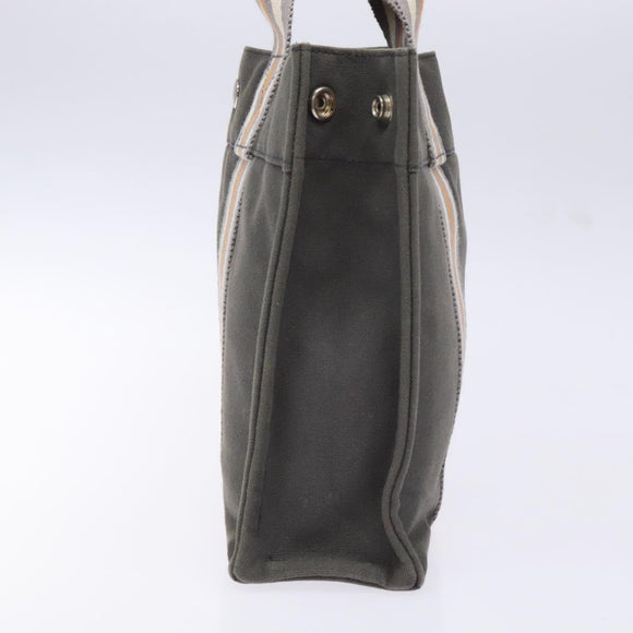 HERMES Fourre Tout PM Hand Bag Canvas Silver Gray Auth BA5534