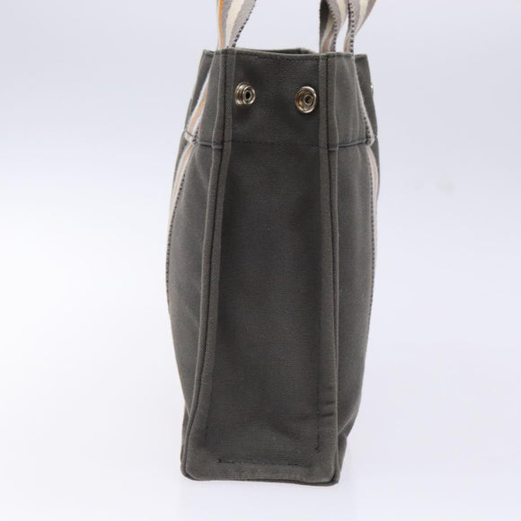 HERMES Fourre Tout PM Hand Bag Canvas Silver Gray Auth BA5534