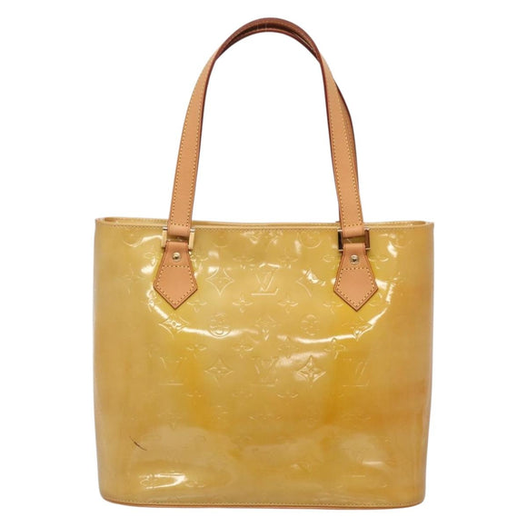 LOUIS VUITTON Monogram Vernis Houston Hand Bag Beige M91004 LV Auth BA5537