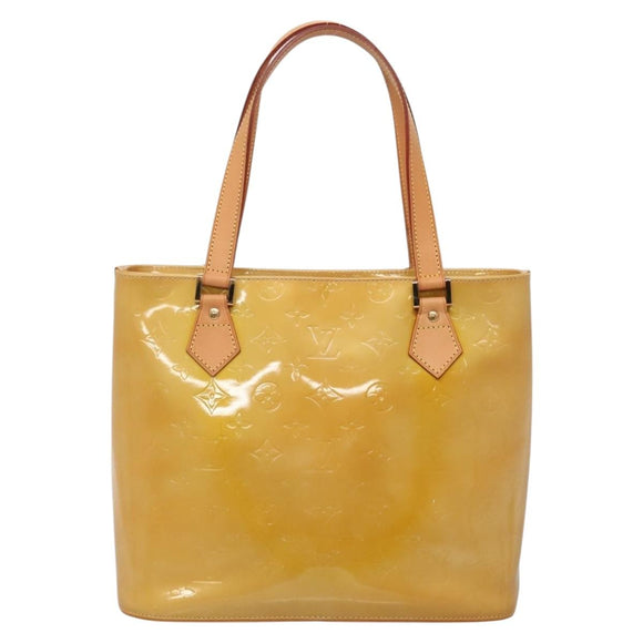 LOUIS VUITTON Monogram Vernis Houston Hand Bag Beige M91004 LV Auth BA5537