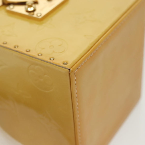 LOUIS VUITTON Monogram Vernis Bleecker Cosmetic Pouch Beige M91002 Auth BA5541