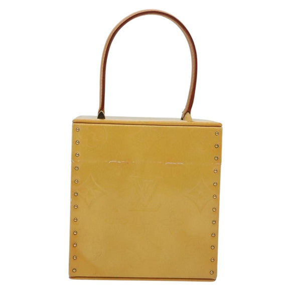 LOUIS VUITTON Monogram Vernis Bleecker Cosmetic Pouch Beige M91002 Auth BA5541