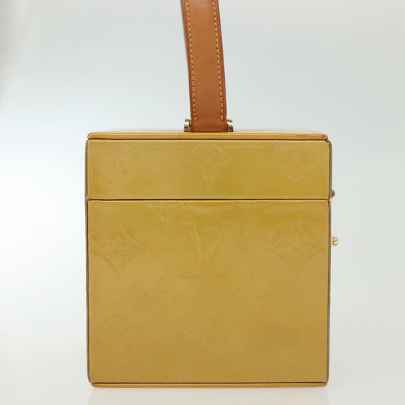 LOUIS VUITTON Monogram Vernis Bleecker Cosmetic Pouch Beige M91002 Auth BA5541