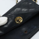 CHANEL Matelasse Chain Shoulder Bag Lamb Skin Black Gold CC Auth BA5545-15