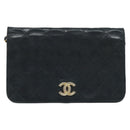 CHANEL Matelasse Chain Shoulder Bag Lamb Skin Black Gold CC Auth BA5545-2