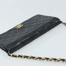 CHANEL Matelasse Chain Shoulder Bag Lamb Skin Black Gold CC Auth BA5545-6