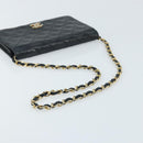 CHANEL Matelasse Chain Shoulder Bag Lamb Skin Black Gold CC Auth BA5545-7