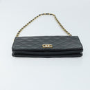 CHANEL Matelasse Chain Shoulder Bag Lamb Skin Black Gold CC Auth BA5545-9