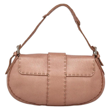 FENDI Celeria Shoulder Bag Leather Pink Silver Auth BA5547 - 0