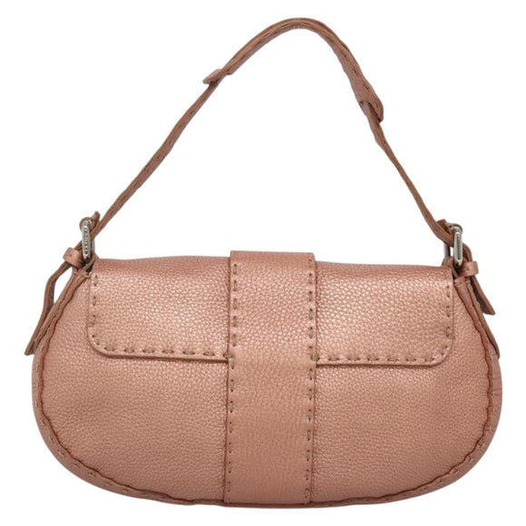 FENDI Celeria Shoulder Bag Leather Pink Silver Auth BA5547