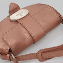FENDI Celeria Shoulder Bag Leather Pink Silver Auth BA5547-6