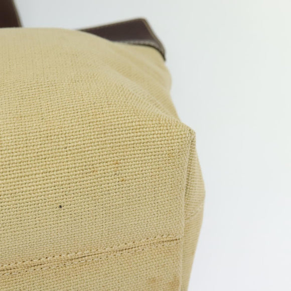 CHANEL Tote Bag Canvas Leather Beige CC Auth BA555