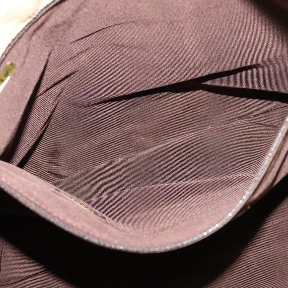 CHANEL Tote Bag Canvas Leather Beige CC Auth BA555