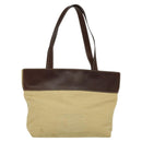 CHANEL Tote Bag Canvas Leather Beige CC Auth BA555-13