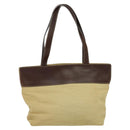 CHANEL Tote Bag Canvas Leather Beige CC Auth BA555-2