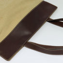 CHANEL Tote Bag Canvas Leather Beige CC Auth BA555-6