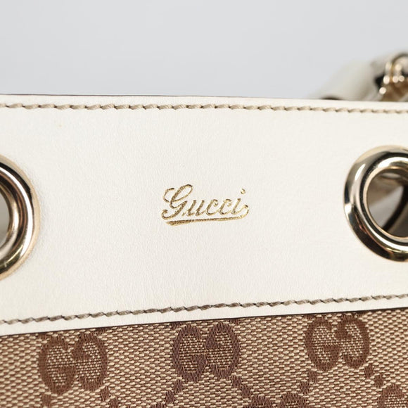 GUCCI GG Canvas Tote Bag Beige Gold 153033 Auth BA5552V