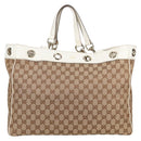 GUCCI GG Canvas Tote Bag Beige Gold 153033 Auth BA5552V-13