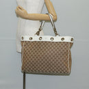 GUCCI GG Canvas Tote Bag Beige Gold 153033 Auth BA5552V-29
