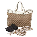 GUCCI GG Canvas Tote Bag Beige Gold 153033 Auth BA5552V-12