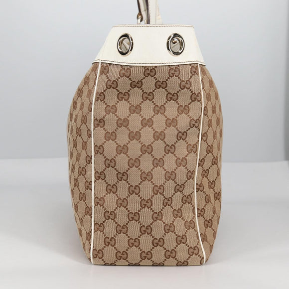 GUCCI GG Canvas Tote Bag Beige Gold 153033 Auth BA5552V