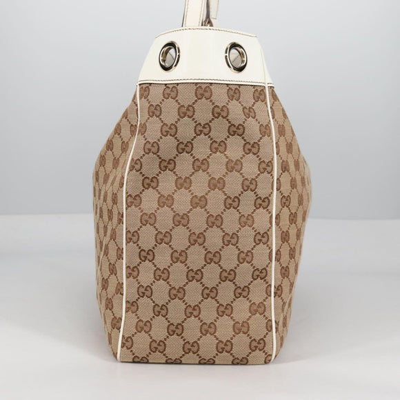GUCCI GG Canvas Tote Bag Beige Gold 153033 Auth BA5552V