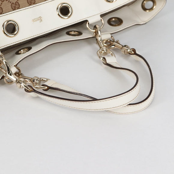 GUCCI GG Canvas Tote Bag Beige Gold 153033 Auth BA5552V