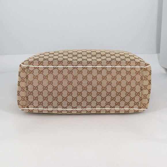 GUCCI GG Canvas Tote Bag Beige Gold 153033 Auth BA5552V