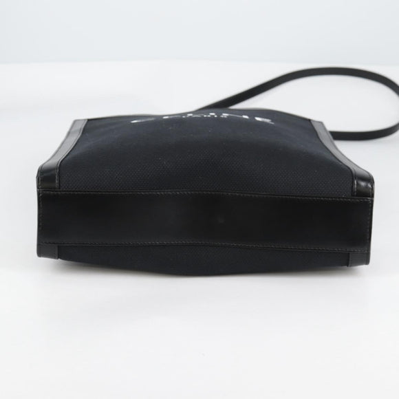 CELINE Vertical Cabas Tote Bag Canvas 2way Black Auth BA5554M