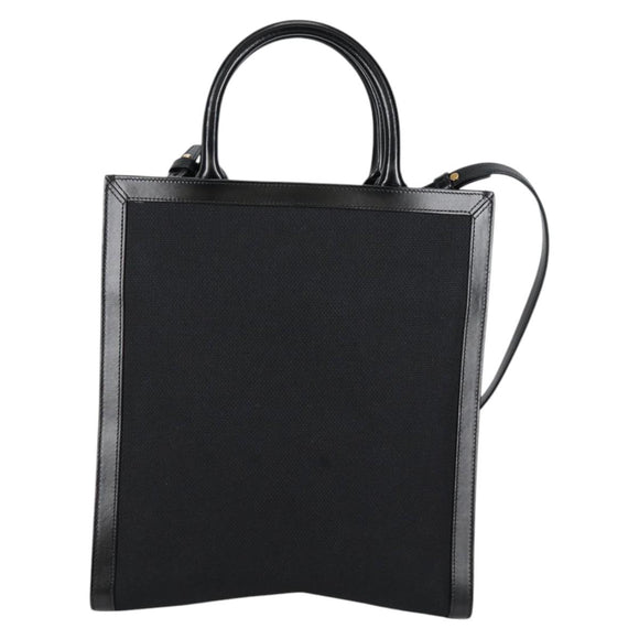 CELINE Vertical Cabas Tote Bag Canvas 2way Black Auth BA5554M