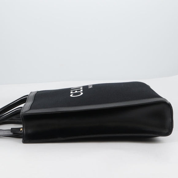 CELINE Vertical Cabas Tote Bag Canvas 2way Black Auth BA5554M