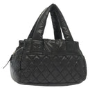 CHANEL Cococoon Hand Bag Nylon Black Silver CC Auth BA5555-1
